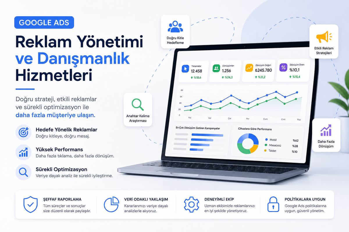 Google Ads reklam yönetimi paneli ve kampanya analizleri - Bilişimde Bir